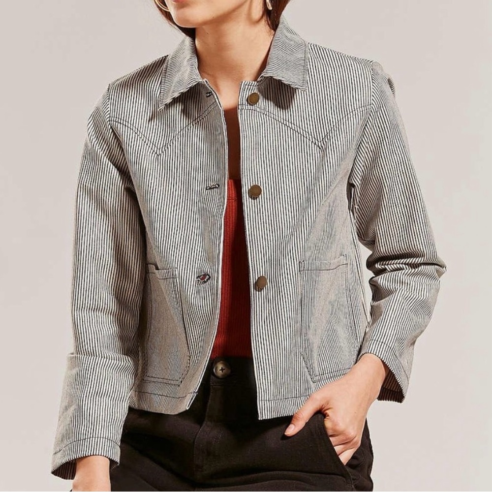 Lykke Wullf Shrunken Ranch Jacket Summer Stripe Railroad Denim M